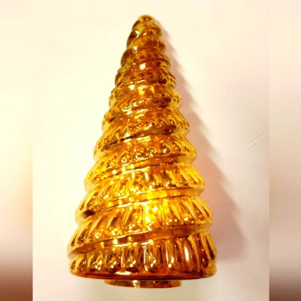 Old East Main Glass Tree Cone Tea-lamp Cover Christmas Anytime Vtge Coll…